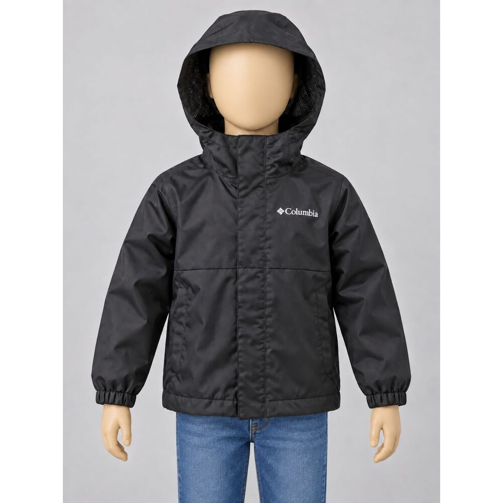 Columbia Kids Black Hooded Rain Jacket XXS 4/5 Mesh Lined Windbreaker